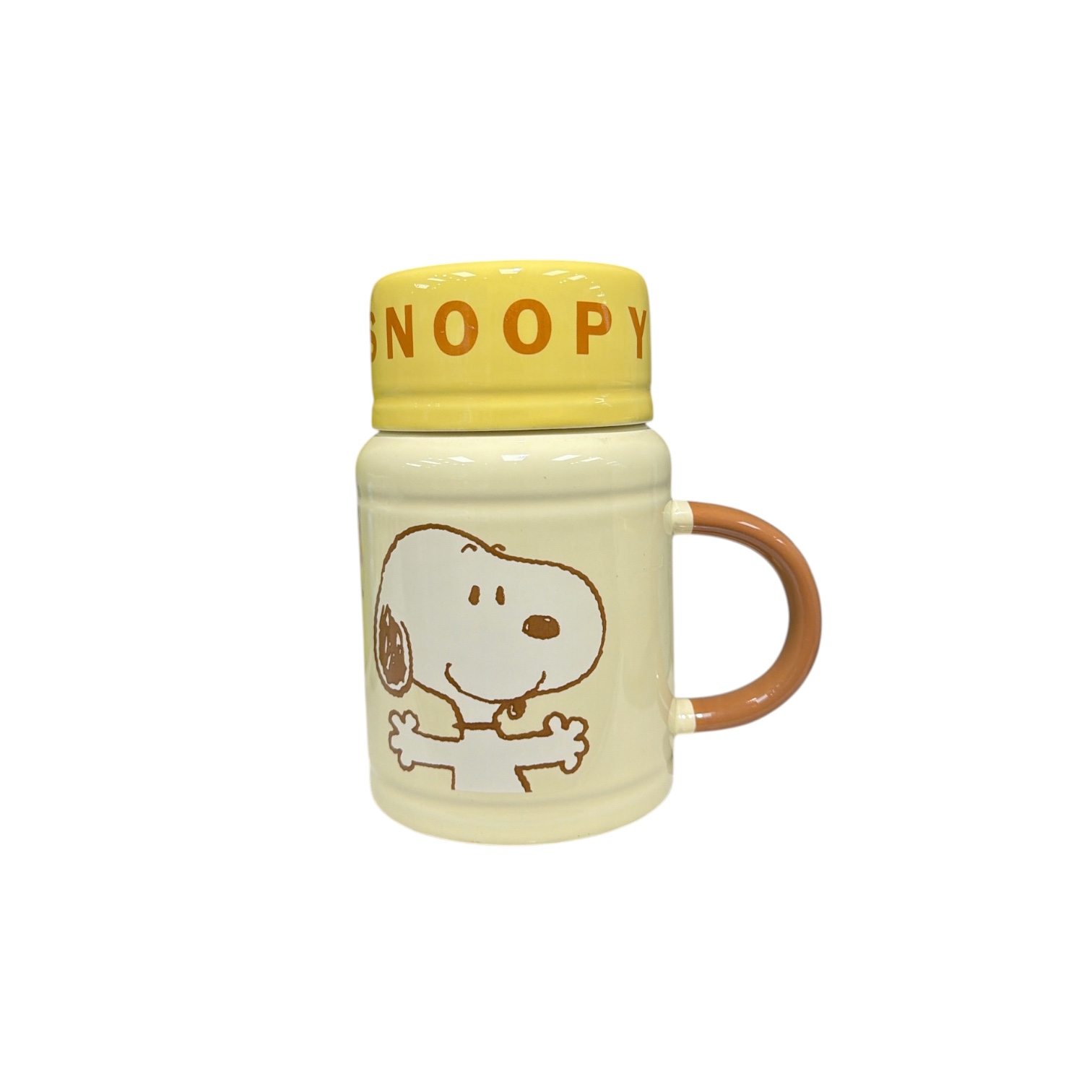 Taza snoopy alta con tapa-amarilla