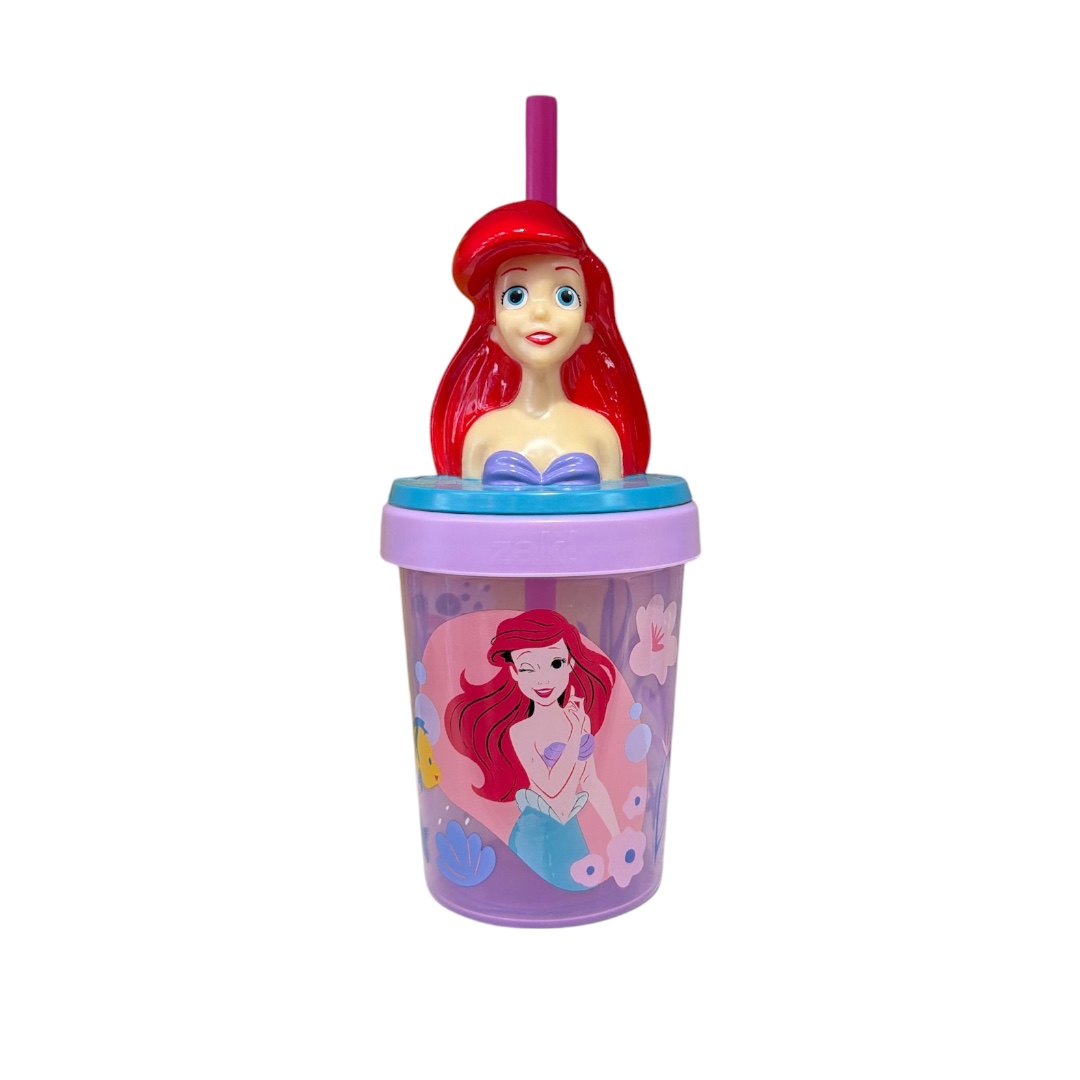 Vaso plastico ariel pajilla figura