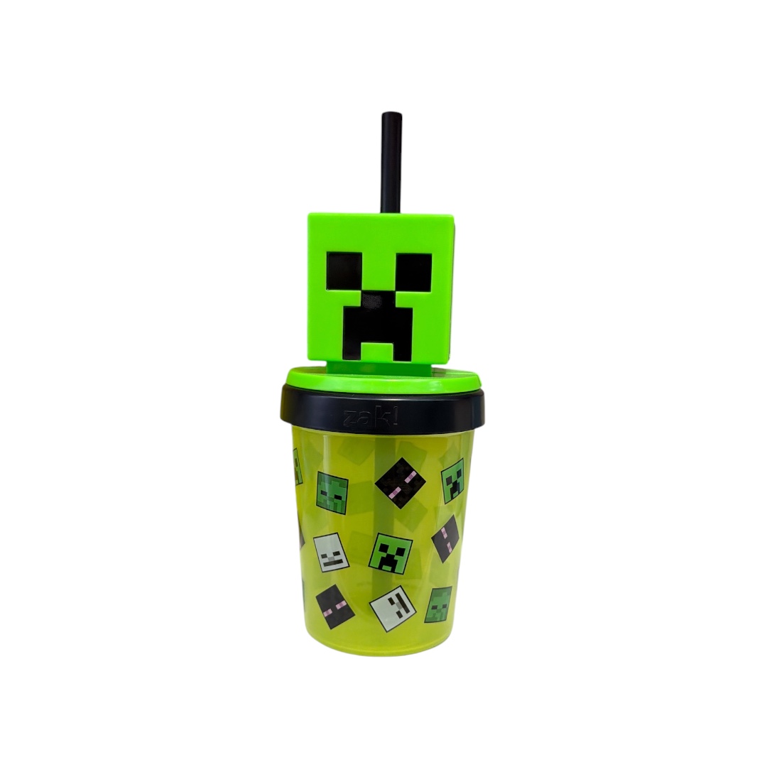 Vaso plastico mini craf con figura y pajilla