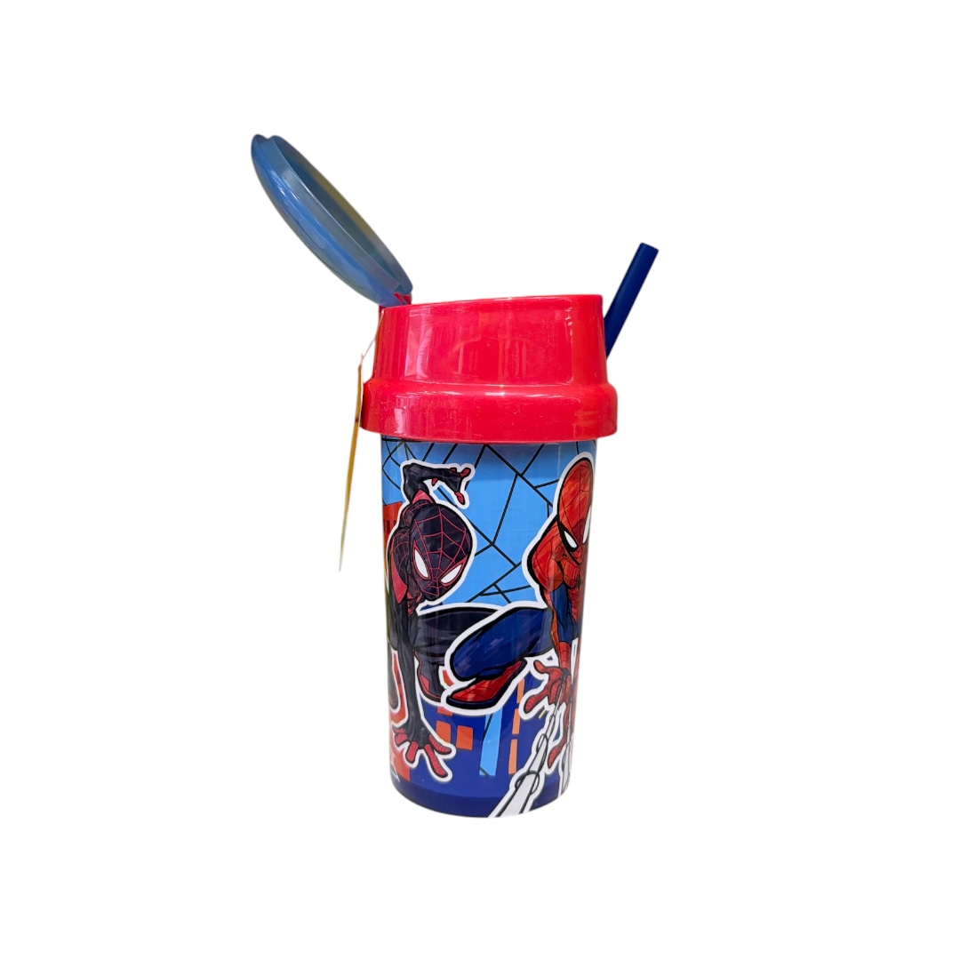 Vaso plastico spiderman con tapa porta galleta