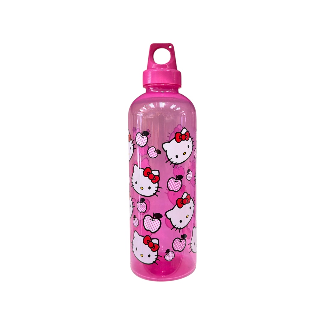 Botella plastica hello kitty tapa rosada
