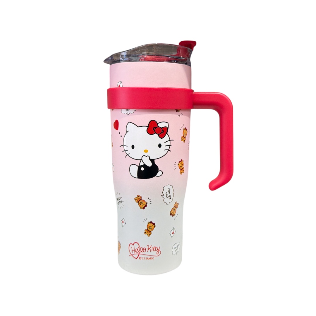 Vaso termico con pajilla de aluminio hello kitty