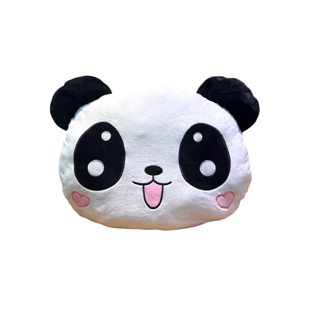 Almohada cara panda chibi corazones