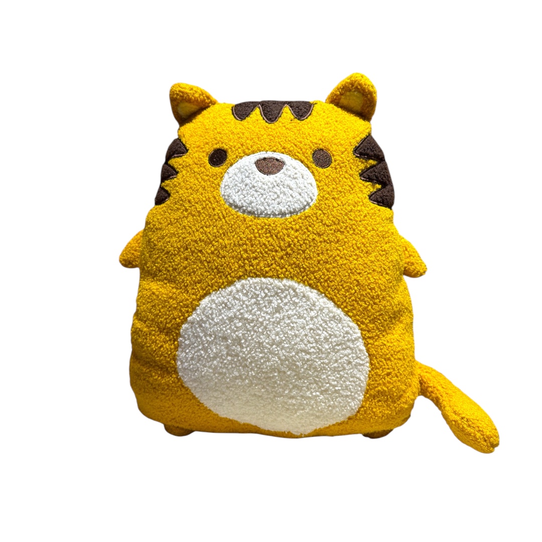 Almohada algodonada gato mostaza