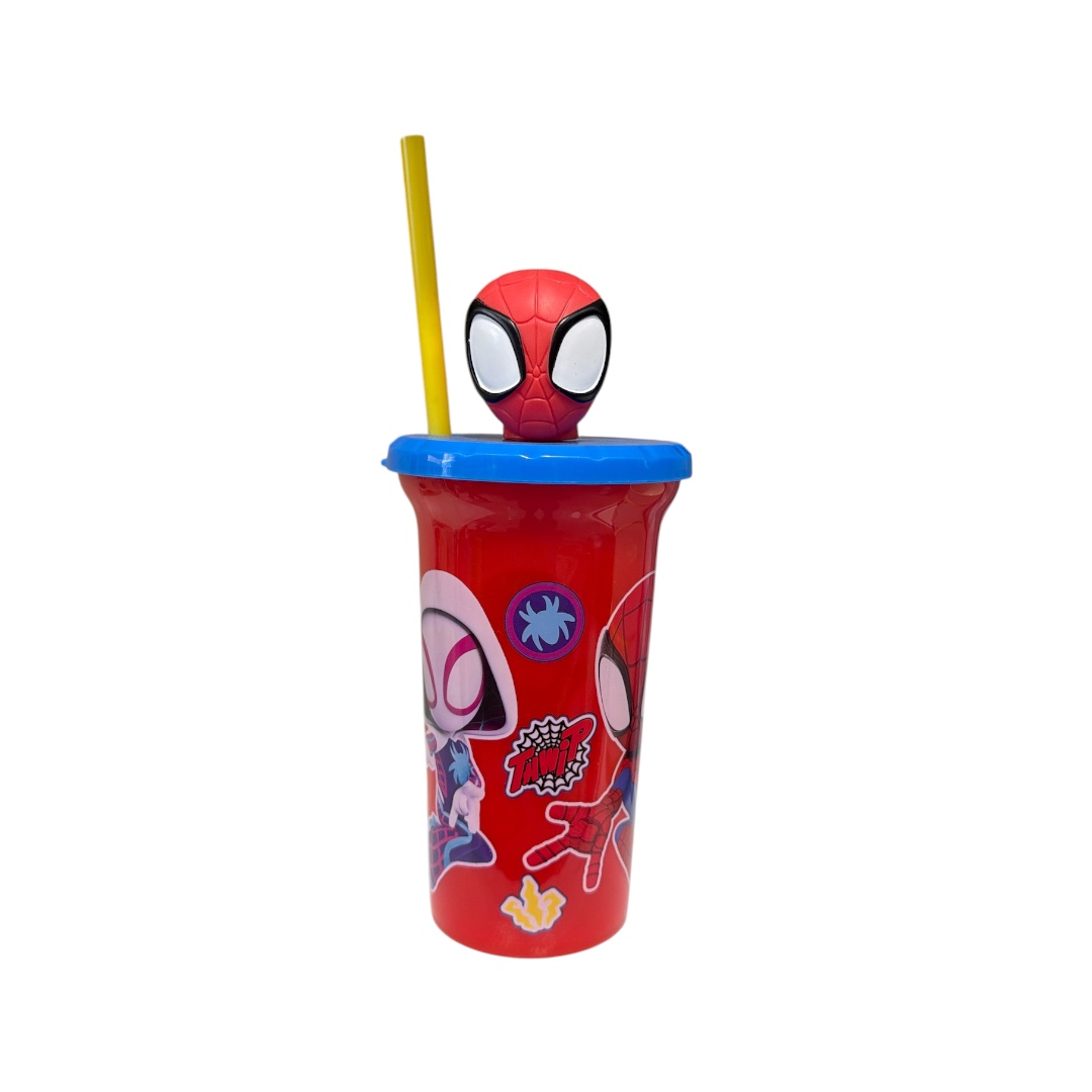 Vaso plastico spiderman tapa figura peq
